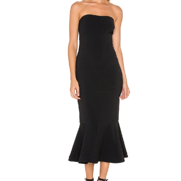 Cinq a Sept Luna Strapless Midi Dress - Black, size 8 - Picture 1 of 7